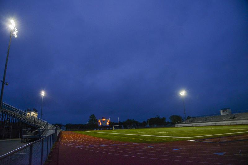 Cape’s athletic field was lit for 20 minutes at 8 p.m. April 24. DENY HOWETH PHOTOS
